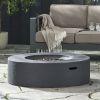 Lightweight Concrete Outdoor Circular Fire Pit, Dark Gray 50,000 BTU (Tank Cover not Included) - as Pic