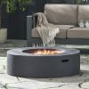 Lightweight Concrete Outdoor Circular Fire Pit, Dark Gray 50,000 BTU (Tank Cover not Included) - as Pic