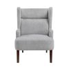 Contemporary Grey Wingback Accent Chair Chenille Upholstery Plywood Frame Living Room Furniture 1pc - as Pic