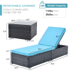 Outdoor Patio Chaise Lounge Chair,Lying in bed with PE Rattan and Steel Frame,PE Wickers,Pool Recliners- Brown+Blue
