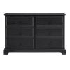 Modern Farmhouse 6-Drawer Chest of Drawers for Bedroom, Wooden Bedroom Drawer Dresser with 6 Storage Drawers,6 Drawer Dresser Chests- Black