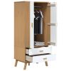 Wardrobe OLDEN White and Brown 30.1"x20.9"x67.7" Solid Wood Pine - White