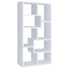 Geometric bookcase Seven (7) Shelves Storage Shelf Solid Wood Furniture 1pc White - as Pic