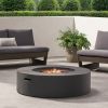 Lightweight Concrete Outdoor Circular Fire Pit, Dark Gray 50,000 BTU (Tank Cover not Included) - as Pic