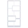 Geometric bookcase Seven (7) Shelves Storage Shelf Solid Wood Furniture 1pc White - as Pic