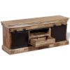 TV Stand with 2 Sliding Doors Solid Wood Mango 43.3"x11.8"x17.7" - Multicolour