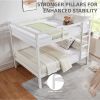 Full over Full Bunk Bed with Thick Posts,Wooden Bunk Bed with High Guardrail and Ladder, White - Wood