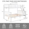 Twin over Full Bunk Bed with Ladder,Wooden Bunk Bed with High Guardrail and Ladder- White - Wood