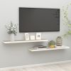 Floating Wall Shelves 2 pcs Oak and White 47.2"x9.3"x1.5" MDF - White