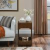 Mid Century Modern Lift Top Side Table, Small Rising End Table Couch Table with Storage Shelf, Wooden Nightstand- Walnut - MDF