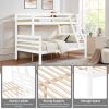 Twin over Full Bunk Bed with Thick Posts,Wooden Bunk Bed with High Guardrail and Ladder- White - Wood