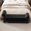 64.5" Bed Bench for Bed Room Nails Tufted Chaise of Lounge with Storage Velvet Upholstery Black - as Pic