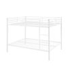 Full Over Full Bunk Bed, Heavy Duty Metal Bunk Bed Frame with Built-in Ladder and Safety Guard Rail, Low Metal Bunk Bed Frame for Kids - White