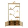 Rattan 7 Tier Bookcase with Cabinet