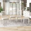 Mid-Century Solid Wood 5-Piece Round Dining Table Set, Kitchen Table Set with Upholstered Chairs for Small Places - Walnut - Solid Wood