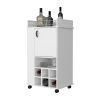 Allandale 1-Door Bar Cart with Wine Rack and Casters White - as Pic