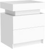 Modern Black LED Nightstand with Led Lights Bedside table with 2 High Gloss Drawers for Bedroom - White - Particle Board