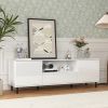 High Gloss Panel Modern TV Console, TV Stand, Entertainment Center with Storage Shelves 63x15.74x19.68 inch - White