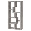 Geometric bookcase Seven (7) Shelves Storage Shelf Solid Wood Furniture 1pc Grey Driftwood - as Pic