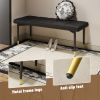 47*16 Inch Multifunctional Black Shoe Bench - Faux PU Cushion, Sturdy Metal Legs With Gold Accents