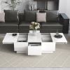 ON-TREND Coffee Table with 2 large Hidden Storage Compartment, Extendable Cocktail Table with 2 Drawers, 39.3"x21.6", White