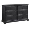 Modern Farmhouse 6-Drawer Chest of Drawers for Bedroom, Wooden Bedroom Drawer Dresser with 6 Storage Drawers,6 Drawer Dresser Chests- Black