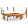 4 Piece Patio Lounge Set with Cushion Cream Solid Acacia Wood - Brown