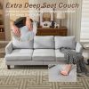 Fabric 3 Seater Couch with 2 USB, Comfortable Sectional Couche and Sofa- Light Grey