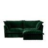 Slipcovered Sectional 2 Seater Sofa Couch with Convertible Ottoman, Wide and Deep Seat L Shaped Sofa,Green Corduroy Fabric - as Pic