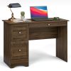 Wooden Vintage Computer Desk with 3 Drawers for Home and Office - Brown