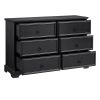 Modern Farmhouse 6-Drawer Chest of Drawers for Bedroom, Wooden Bedroom Drawer Dresser with 6 Storage Drawers,6 Drawer Dresser Chests- Black