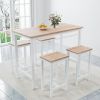 5-piece modern kitchen table with four bar stools Bar table set 5PC,metal frame and MDF, white oak,47.5'' L x 23.7'' W x 35.5'' H.  - White Oak