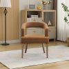 25.79" Wide Modern Barrel Open Back Accent Chair with Wooden Legs for Dining Room, Club, Kitchen and Living Room. Brown PU - as Pic