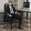 Massage Office Chair with Heat and 6 Vibration Points,Executive Office Chair with Foot Rest and Padded Armrests,Reclining Backrest and Wheels