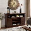 Retro TV Stand with Storage for TVs up to 65'' Mid Century Modern TV Stand & Entertainment Center with Shelf, 60"W*15.75"D*34.25"H - Espresso - MDF