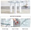 Round transparent tempered glass dining table, white MDF legs, kitchen dining table, living room dining table 40 "* 40" * 29.4 "F-X03 - as Pic