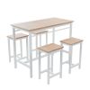 5-piece modern kitchen table with four bar stools Bar table set 5PC,metal frame and MDF, white oak,47.5'' L x 23.7'' W x 35.5'' H.  - White Oak