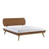 Country Casual Style Queen Platform Bed with Oval Headboard 1pc Wooden Bedroom Furniture - as Pic
