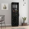 Classic Bar Cabinet; Two Drawers; Twelve Built-in Wine Rack-Black - as Pic