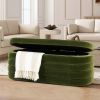 Fuji 49" Upholstered Oval Storage Bench, Olive Green Performance Velvet - as Pic