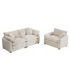 Modern Living Room Sofa Two-Piece Set, Suitable for Living room , Set of 2 Sofa Set with a Single Sofa and a 2 Seater Sofa,Light Beige Corduroy