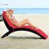 Foldable Patio Lounge Chair with Cushion for Backyard - Red