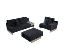 Memphis 122.5"W Black Velvet Reversible Sectional Sofa Ottoman with Storage Compartment, Drawer, USB ports, Charging Outlets - as Pic