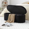 Modern End of Bed Bench with Storage Upholstered Sherpa Fabric Large Storage Bench Ottoman Shoe Stool Long Bench ,Black - as Pic