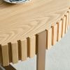 Modern Handcraft Drum Coffee Table 31.5 inch Round Coffee Table for Living Room,Small Coffee Table with Sturdy Pedestal - Natural Ash - MDF+Metal
