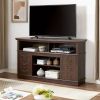 Retro TV Stand with Storage for TVs up to 65'' Mid Century Modern TV Stand & Entertainment Center with Shelf, 60"W*15.75"D*34.25"H - Espresso - MDF