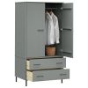 Wardrobe with Metal Legs Gray 35.4"x21.7"x67.9" Solid Wood OSLO - Gray