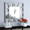 Mirrored Roman numerals decorative square glass large wall clock