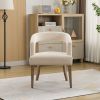 25.79" Wide Modern Barrel Open Back Accent Chair with Wooden Legs for Dining Room, Club, Kitchen and Living Room.Beige - as Pic