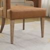 25.79" Wide Modern Barrel Open Back Accent Chair with Wooden Legs for Dining Room, Club, Kitchen and Living Room. Brown PU - as Pic